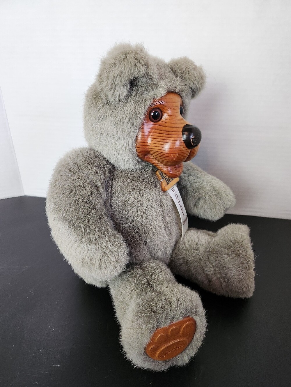 Vintage Robert Raikes Woody Teddy Bear Plush Wooden Face & Paws Applause - Picture 2 of 12